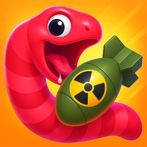 Pink worm holding a rocket in Worm Race: Boss Fight